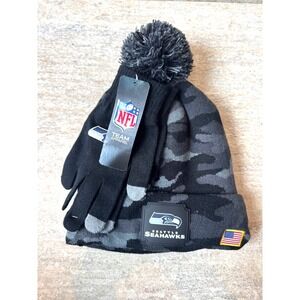 Seattle Seahawks NFL Camo Hat and Glove Set One Size‎ Unisex Retail $50 NWT!